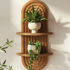 BamRustikal: 2-Tier Wooden Wall Shelf – Decorative, Floating & Hanging in Boho Style for Plants in Living Room & Bedroom