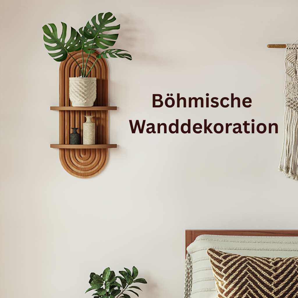 BamRustikal: 2-Tier Wooden Wall Shelf – Decorative, Floating & Hanging in Boho Style for Plants in Living Room & Bedroom