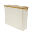 Bathroom Storage Basket, Bamboo and Fabric, Lidded, 12-Roll Capacity