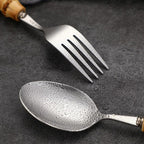 Flatware Set, Stainless Steel, Bamboo Handle, 16 Piece