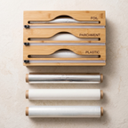 Kitchen Wrap Organizer, 3 Roll Storage, Built In Sliding Cutters, Drawer Mount