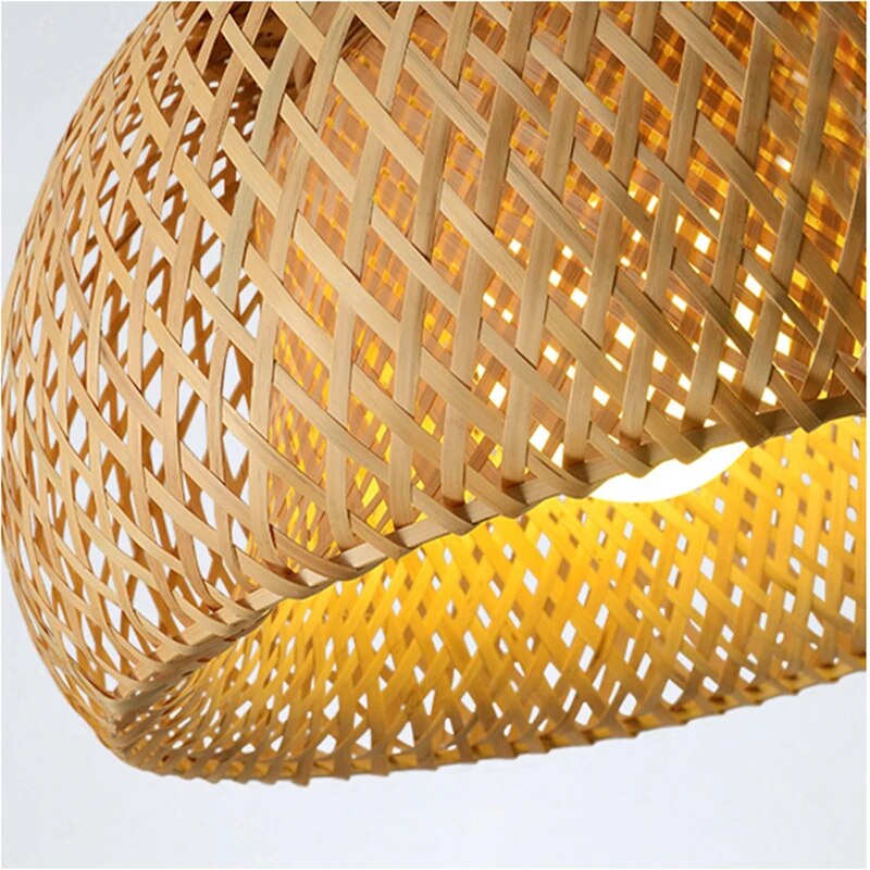Pendant Light Bamboo Handwoven Adjustable Ceiling Fixture