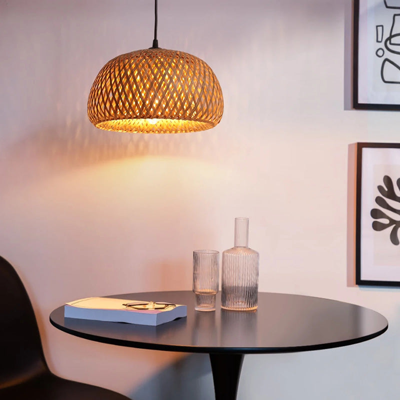 Pendant Light Bamboo Handwoven Adjustable Ceiling Fixture