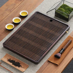 Bamboo Tea Tray Traditional Japanese Style Bamboo with Drain System