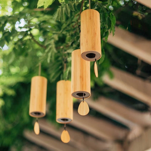 Bamboo Wind Chimes, Natural Bamboo Material, Seasonal Tunings, Natural Finish