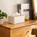 BambooLight: Minimalist Tissue Holder – White, Decorative & Compact for Living Room & Office
