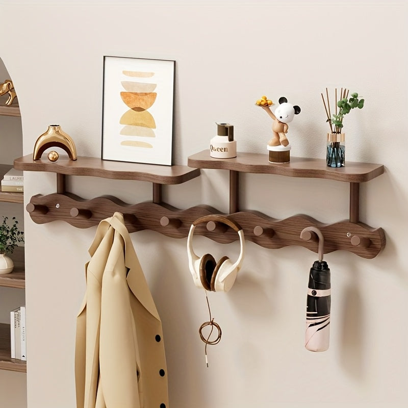 BambooLine: Wall-Mounted Coat Rack – Modern Wooden Design with 8 Hooks, Space-Saving & Decorative for Hallway & Bedroom