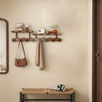 BambooLine: Wall-Mounted Coat Rack – Modern Wooden Design with 8 Hooks, Space-Saving & Decorative for Hallway & Bedroom