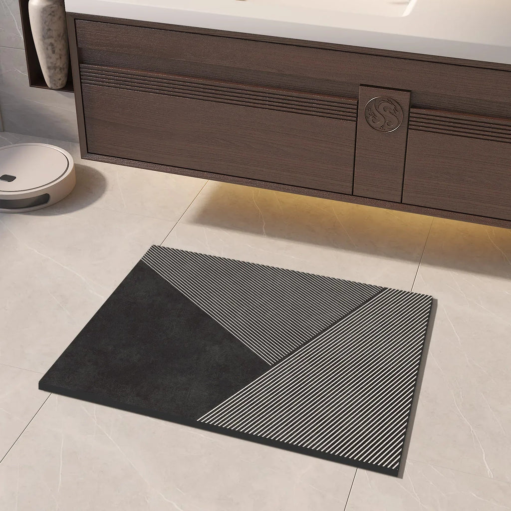 Bath Mat Black Non Slip Design Bath Mat, Quick Drying