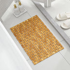 Bath Mat Bamboo Slatted EVA Backing Foldable Natural Finish, Non Slip Design