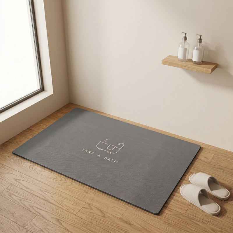 Bath Mat Diatom Mud Non Slip Dark Pattern Washable Surface