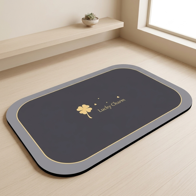 Bath Mat Diatomaceous Earth Non Slip Geometric Design Multiple Sizes