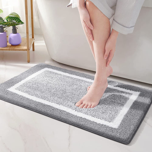 Bath Mat Microfiber Stripe Pattern TPR Backing Indoor Bathroom Floor Mat