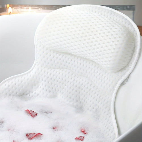 Bath Pillow Cotton Polyester Fiber 6 Suction Cups Tub Cushion