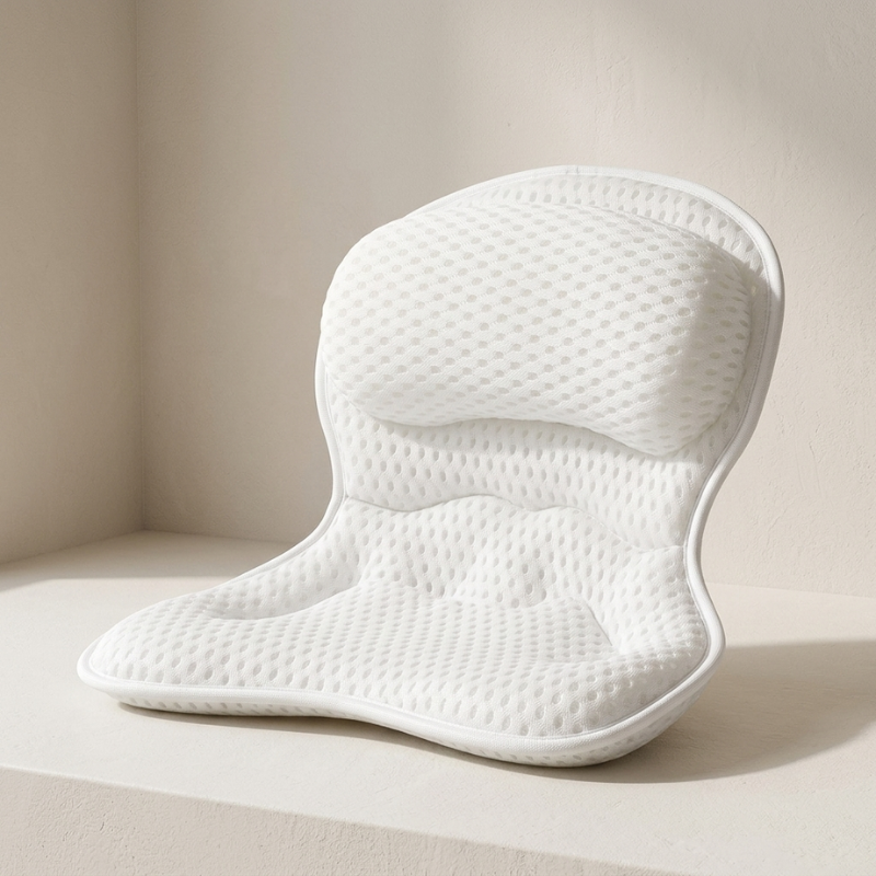 Bath Pillow Cotton Polyester Fiber 6 Suction Cups Tub Cushion