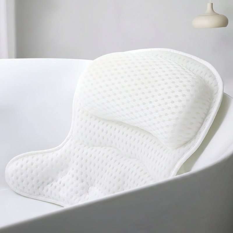 Bath Pillow Cotton Polyester Fiber 6 Suction Cups Tub Cushion