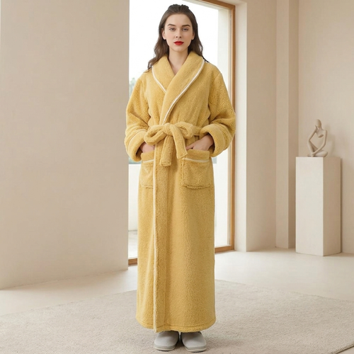Bathrobe Coral Fleece Flannel Unisex Shawl Collar
