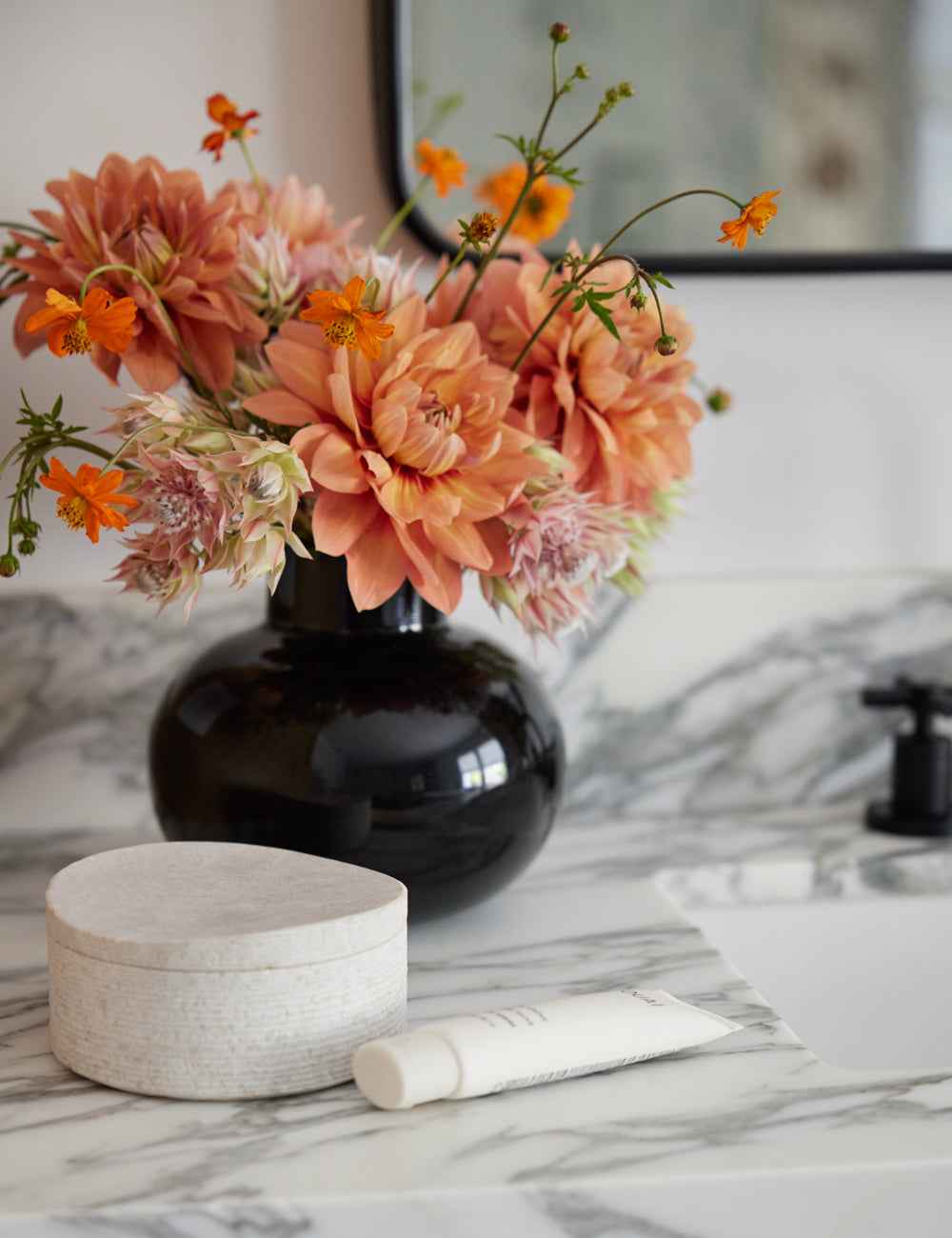 Bela Limestone Bath Accessory | Etched Stone Surface