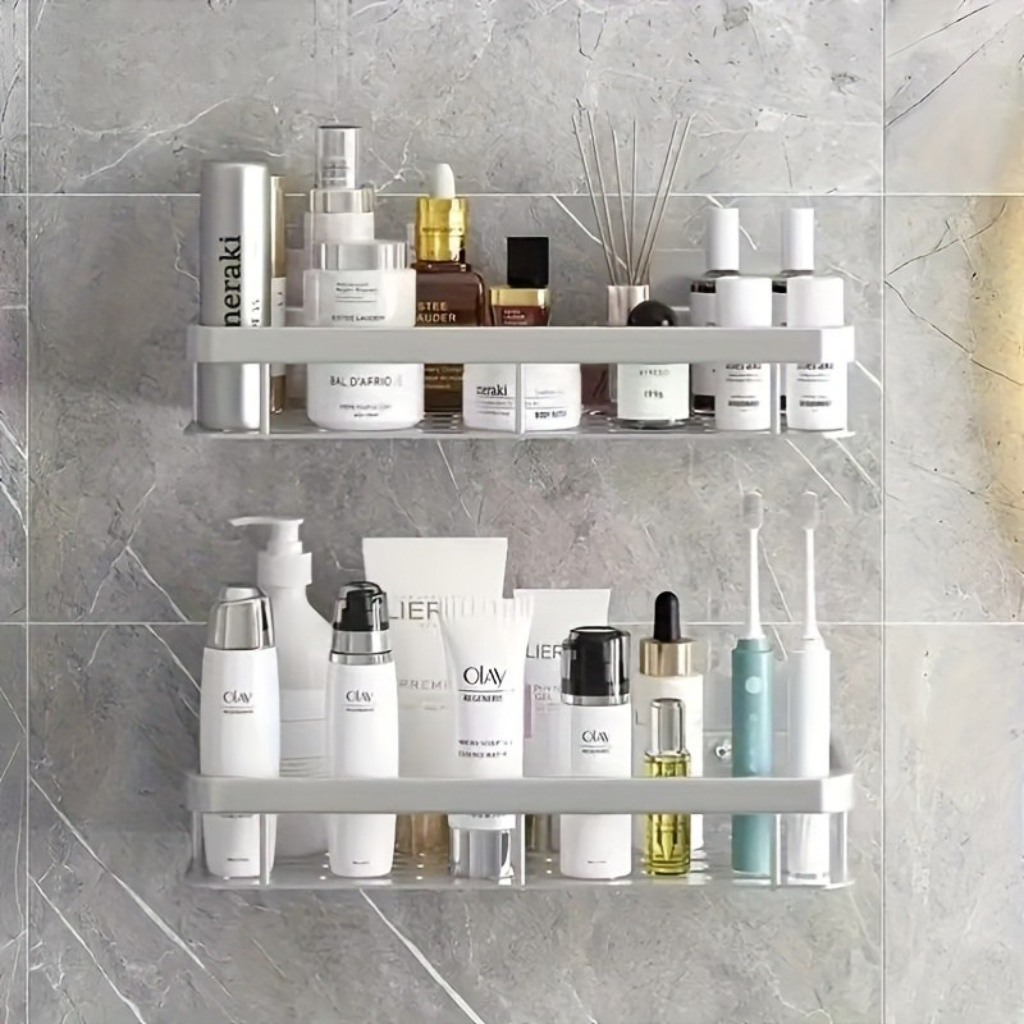 Bathroom Rack Adhesive Two Tier Shower Caddy Wall Storage