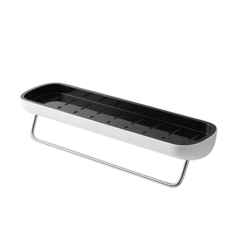 Bathroom Storage Rack ABS Stainless Steel Self Adhesive Wall Mount