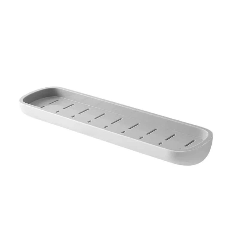 Bathroom Storage Rack ABS Stainless Steel Self Adhesive Wall Mount