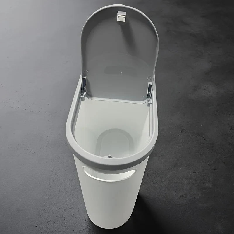 Bathroom Trash Can, 10L Capacity, Quiet Close Lid, Slim Design