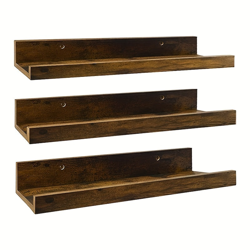 FarmhouseWood: Rustic Wall Shelves – Sturdy, Decorative & Floating with Oak Finish for Living Room & Bedroom