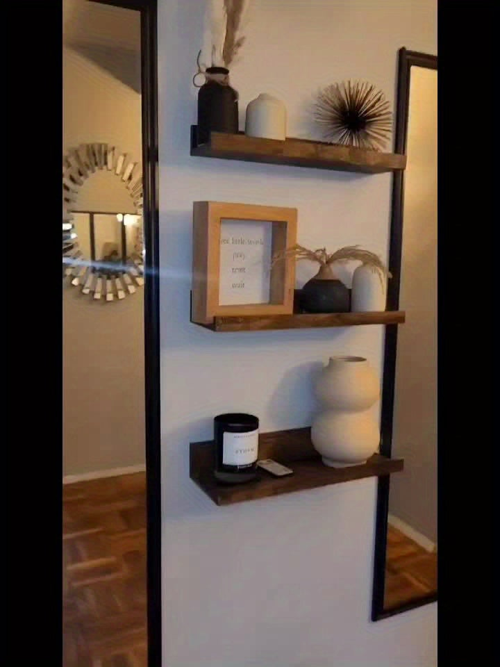 FarmhouseWood: Rustic Wall Shelves – Sturdy, Decorative & Floating with Oak Finish for Living Room & Bedroom