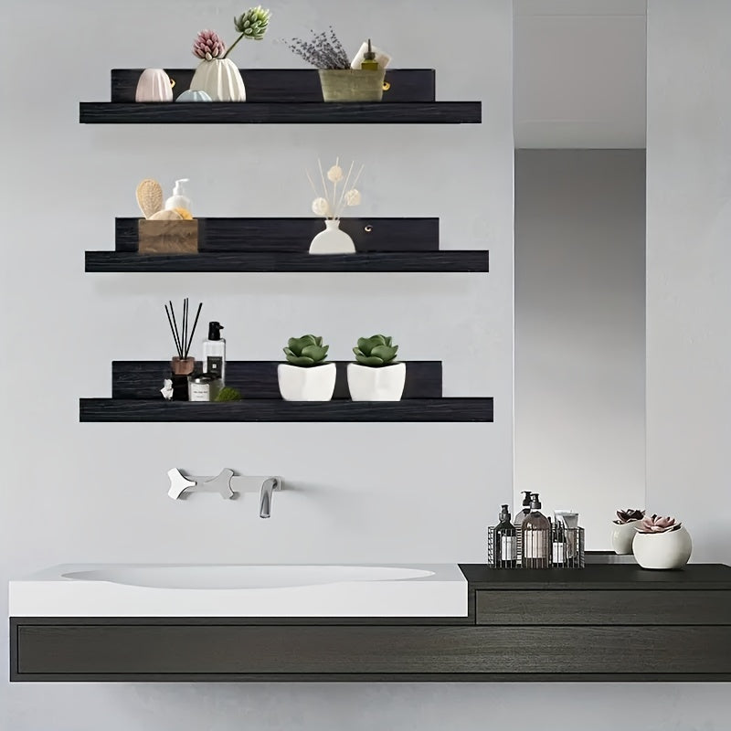 FarmhouseWood: Rustic Wall Shelves – Sturdy, Decorative & Floating with Oak Finish for Living Room & Bedroom