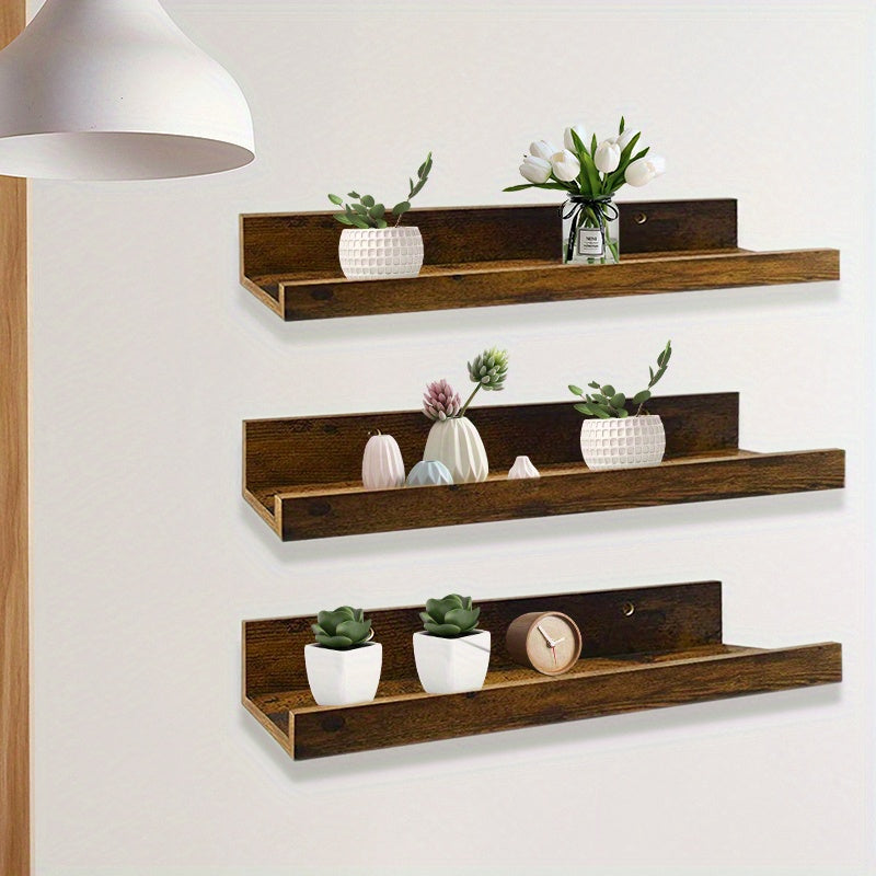 FarmhouseWood: Rustic Wall Shelves – Sturdy, Decorative & Floating with Oak Finish for Living Room & Bedroom
