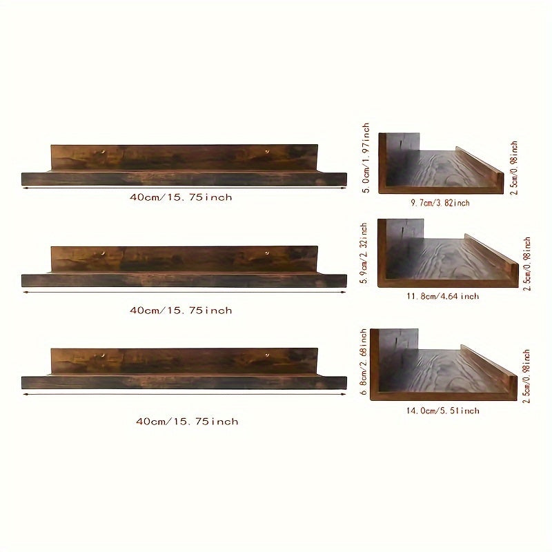 FarmhouseWood: Rustic Wall Shelves – Sturdy, Decorative & Floating with Oak Finish for Living Room & Bedroom