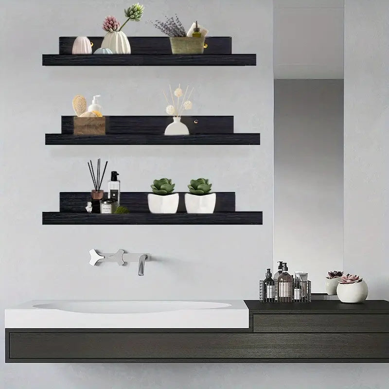 FarmhouseWood: Rustic Wall Shelves – Sturdy, Decorative & Floating with Oak Finish for Living Room & Bedroom