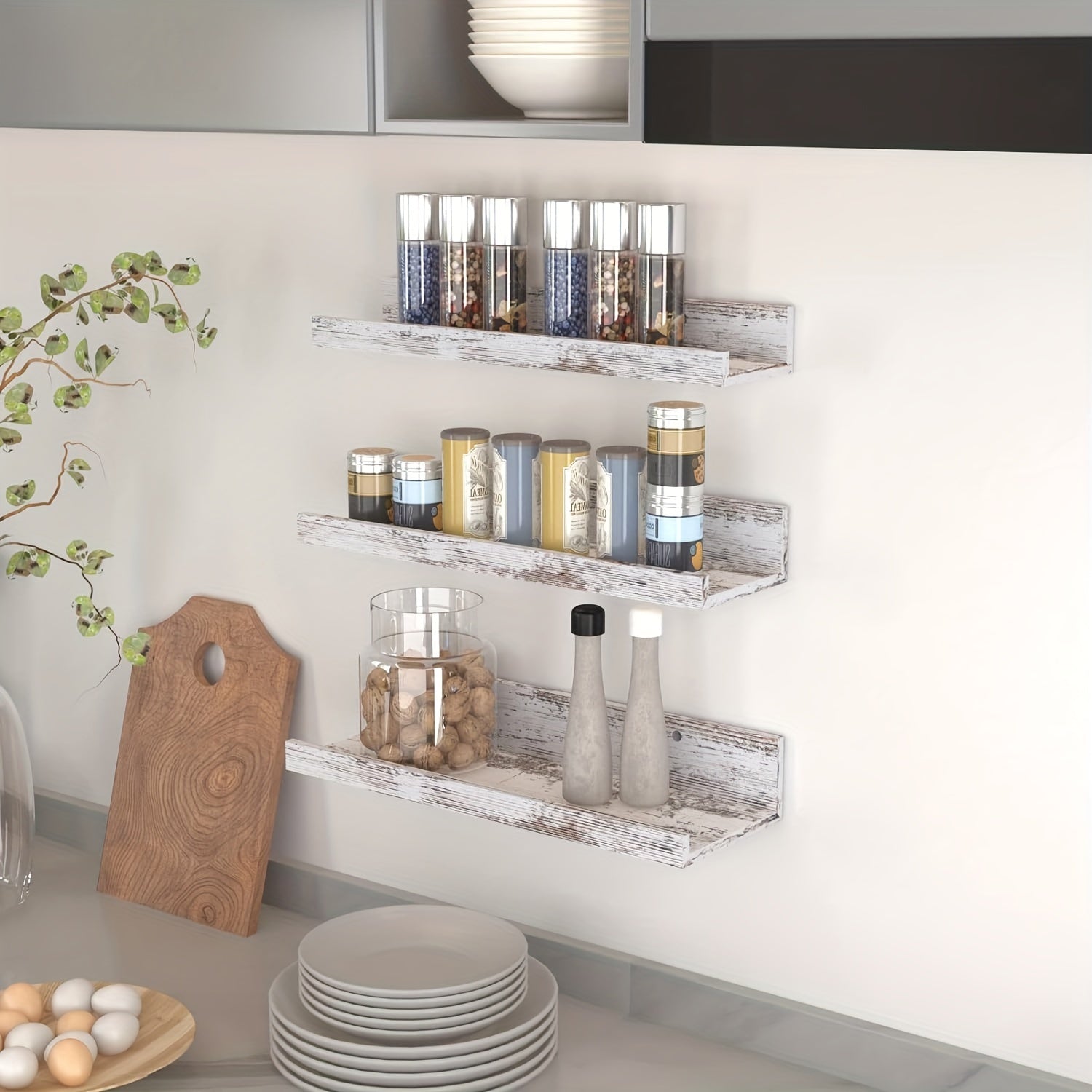 FarmhouseWood: Rustic Wall Shelves – Sturdy, Decorative & Floating with Oak Finish for Living Room & Bedroom