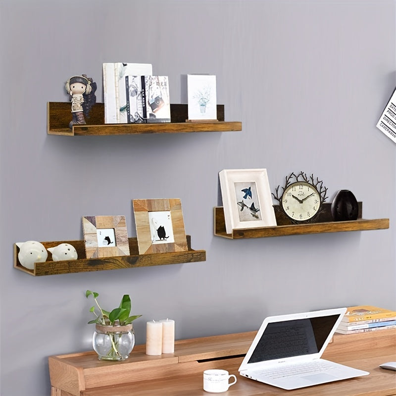 FarmhouseWood: Rustic Wall Shelves – Sturdy, Decorative & Floating with Oak Finish for Living Room & Bedroom