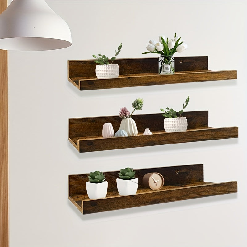 FarmhouseWood: Rustic Wall Shelves – Sturdy, Decorative & Floating with Oak Finish for Living Room & Bedroom