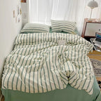 Bedding Set Polyester Striped Duvet Cover Bed Sheet Pillowcases