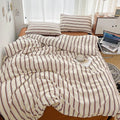Bedding Set Polyester Striped Duvet Cover Bed Sheet Pillowcases
