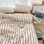 Bedding Set Polyester Striped Duvet Cover Bed Sheet Pillowcases