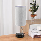 Bedside Table Lamp, Metal Construction, Wireless Charging Base, Touch Control