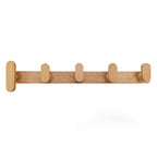 Wall Hook Rack Beech Wood Wall Mounted Storage Organizer for Coats Bags and Towels