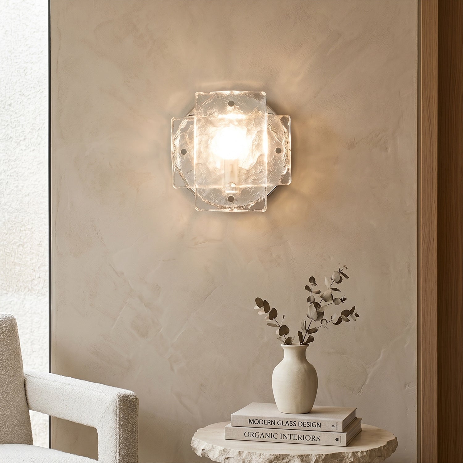 Bergen Sculptural Ice-Glass Wall Sconce