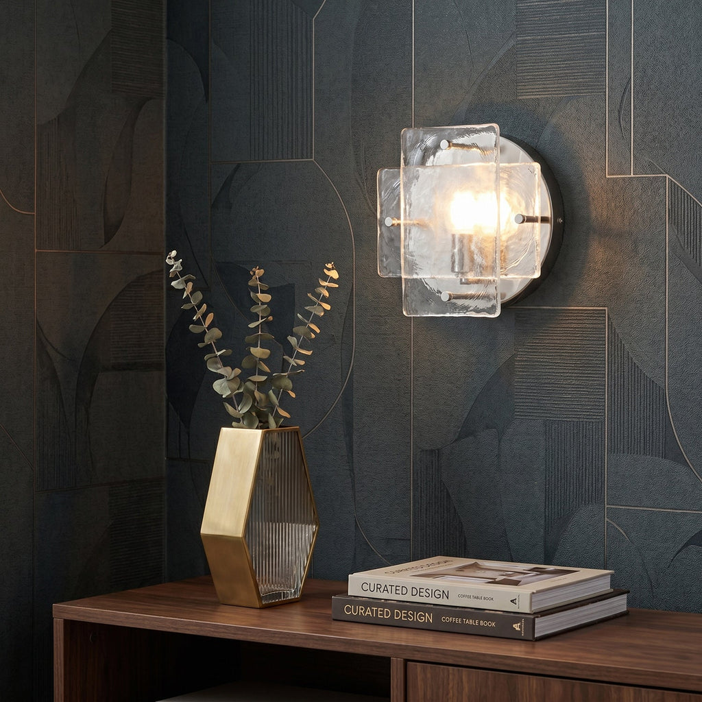 Bergen Sculptural Ice-Glass Wall Sconce