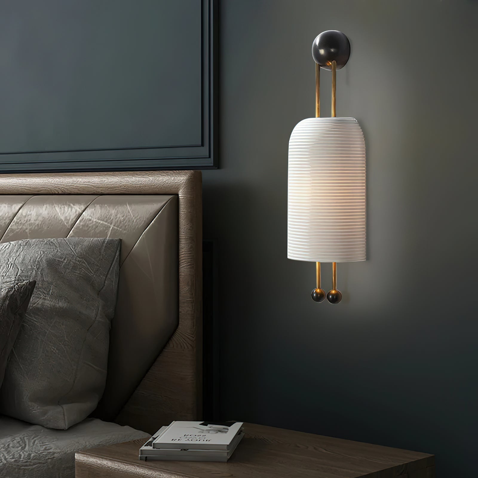 Bertha Fluted Milk-Glass Wall Lamp