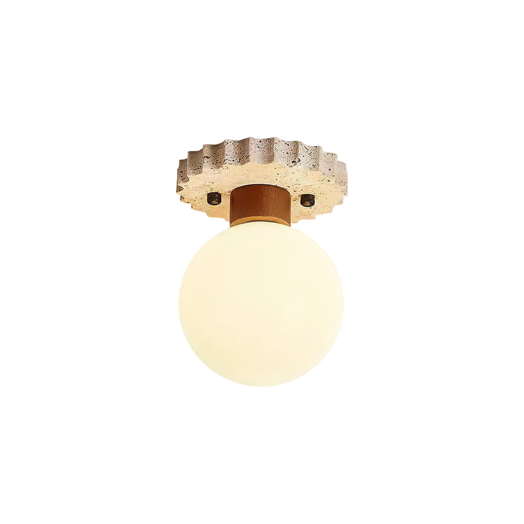 Bianca Travertine & Wood Ceiling Light