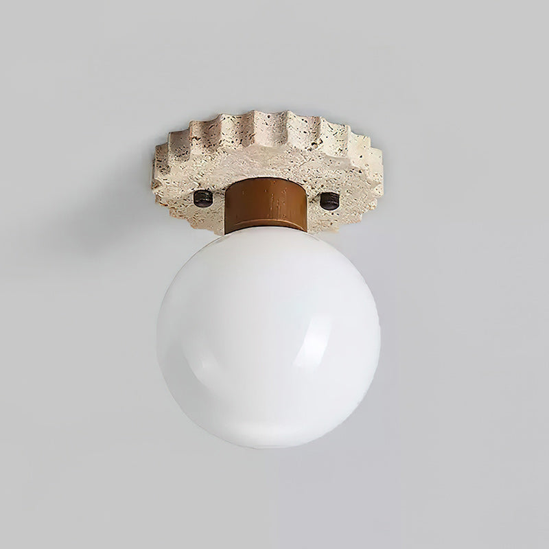 Bianca Travertine & Wood Ceiling Light