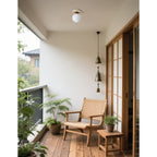 Bianca Travertine & Wood Ceiling Light