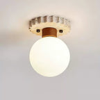 Bianca Travertine & Wood Ceiling Light