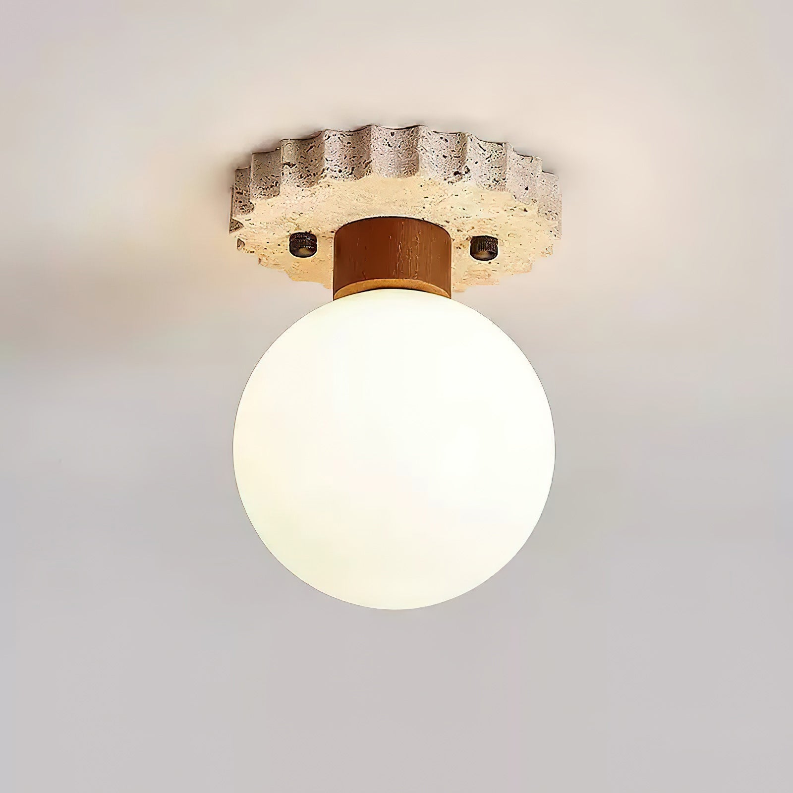 Bianca Travertine & Wood Ceiling Light
