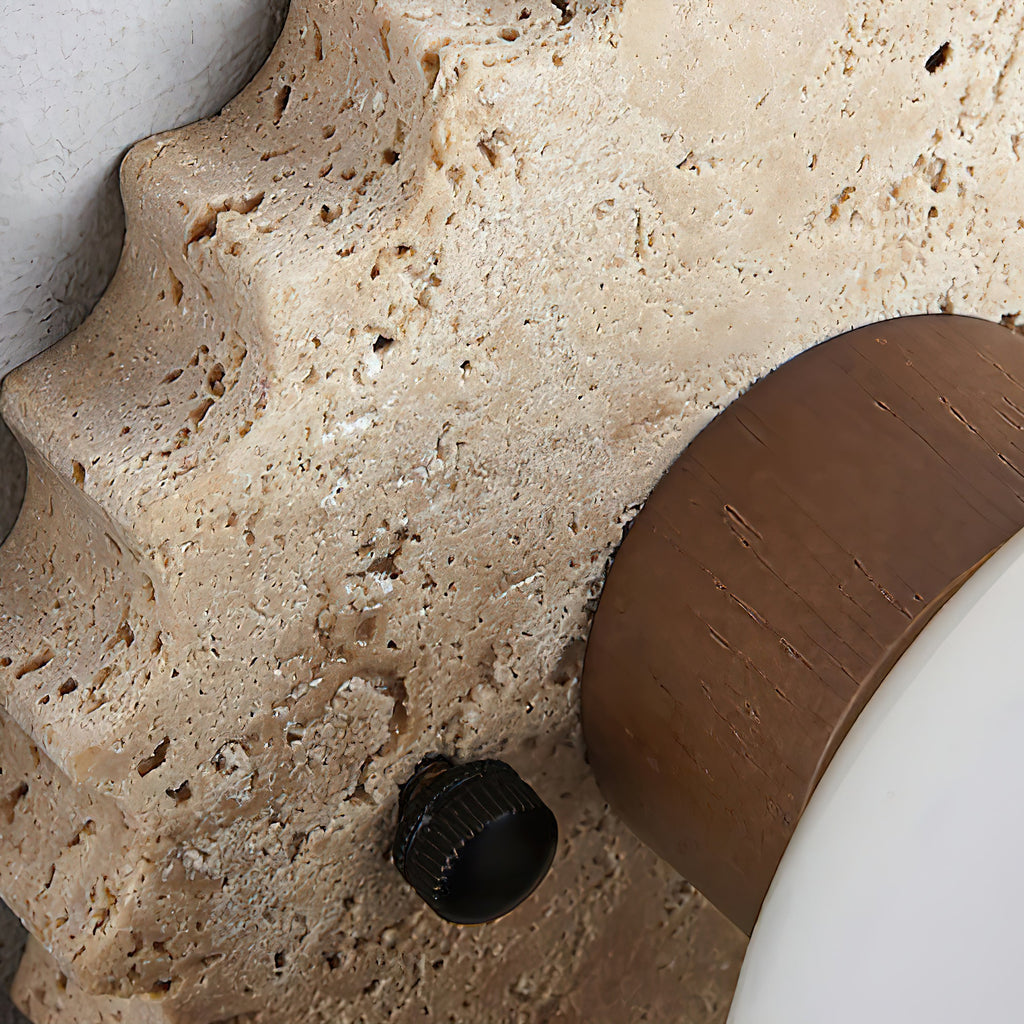 Bianca Travertine & Wood Ceiling Light