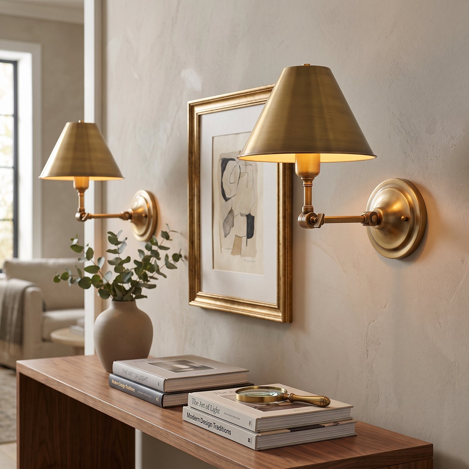 Bicklett Adjustable Brass Cone Wall Sconce